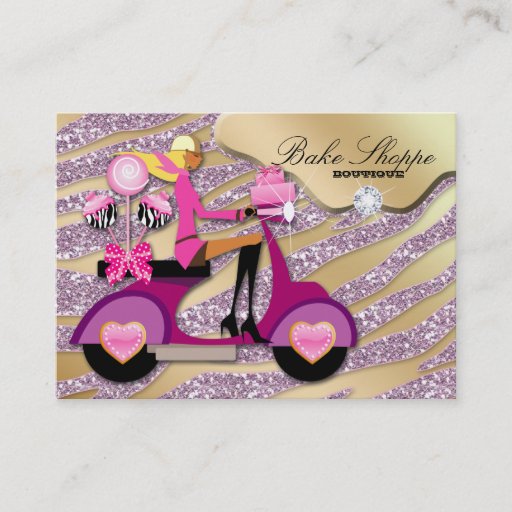 Customizable Bakery Business Card Zebra Pink Cake Pops
