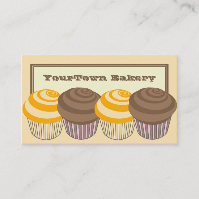 Bakery Business Cards -Orange & Chocolate Cupcakes (Front)