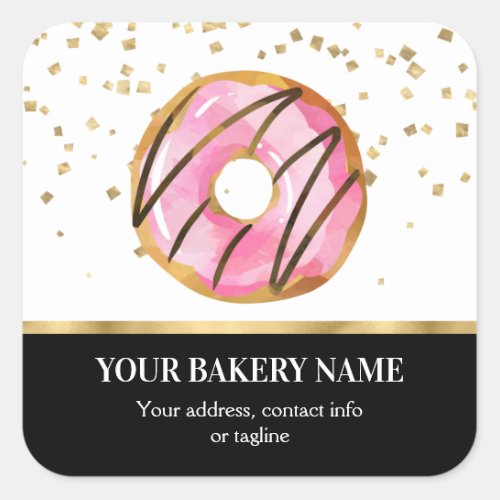 Bakery Business Donut Confetti Square Sticker