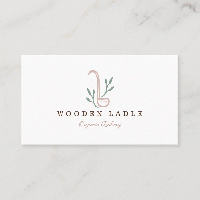 Bakery Business Ladle & Natural Floral Logo Card (Front)