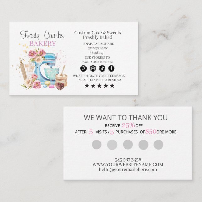 Bakery Business Loyalty Business Card (Front/Back)