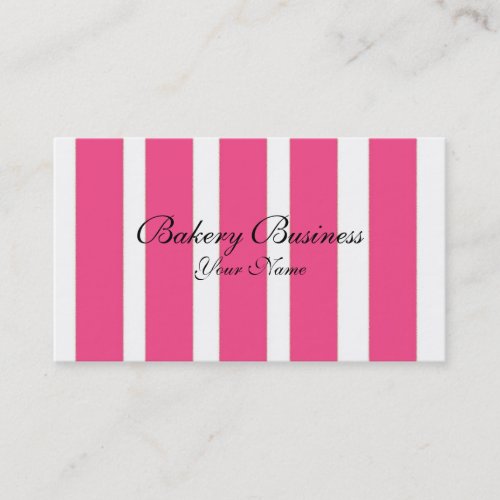 Bakery business pink stripes customizable cards business card