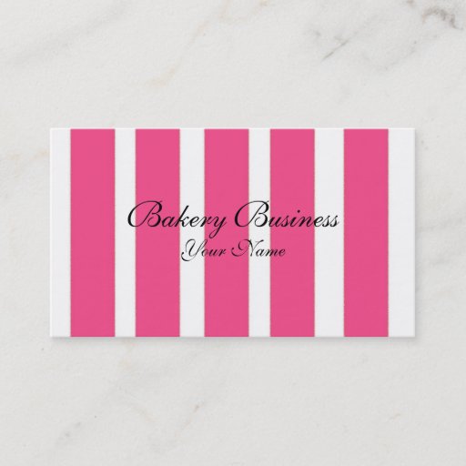 Customizable Bakery business pink stripes customizable cards business card