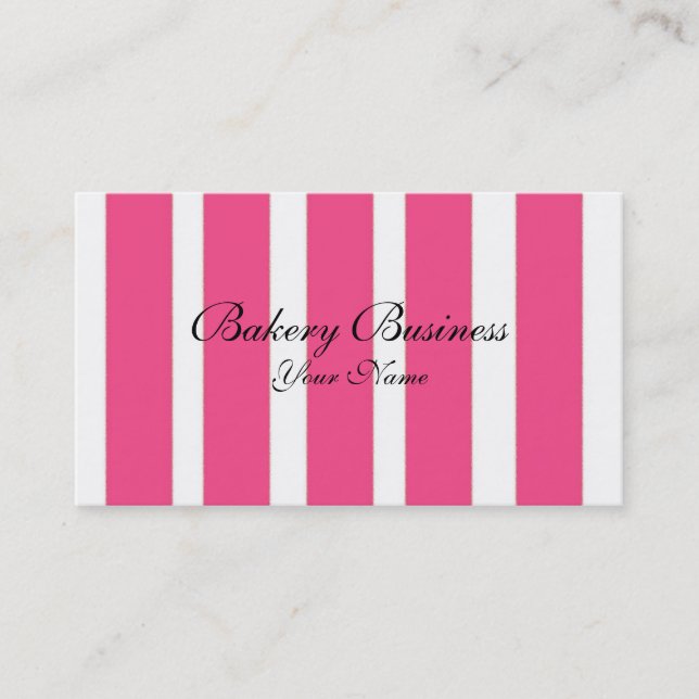 Bakery business pink stripes customizable cards (Front)