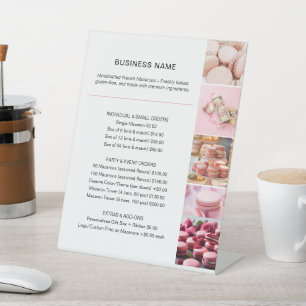Bakery Business Price List Custom Photo White Pedestal Sign