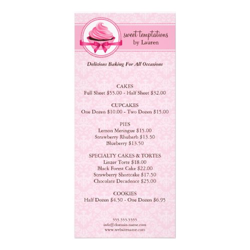 Bakery Business Promotional Price List Rack Card