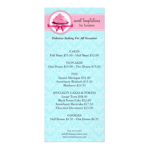 Bakery Business Promotional Price List Rack Card