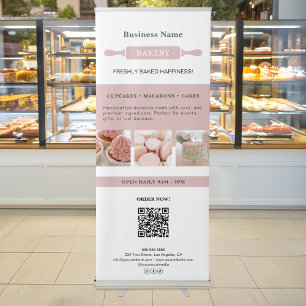 Bakery Business Rolling Pin White Pink Promotional Retractable Banner
