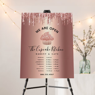 Bakery Business Rose Gold Cupcake Glitter Drips Foam Board