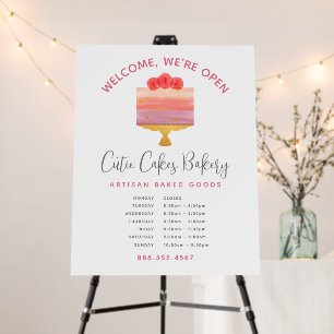 Bakery Business Welcome Pink Purple Cake Dessert Foam Board