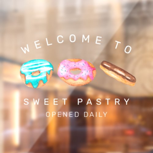 Bakery business welcome sign watercolor donuts