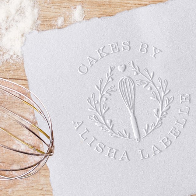 Bakery Business Whisk & Wreath Logo Cakes By Embosser (Creator Uploaded)