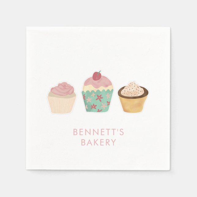 Bakery Cafe Cupcake Business Takeaway Napkins (Front)