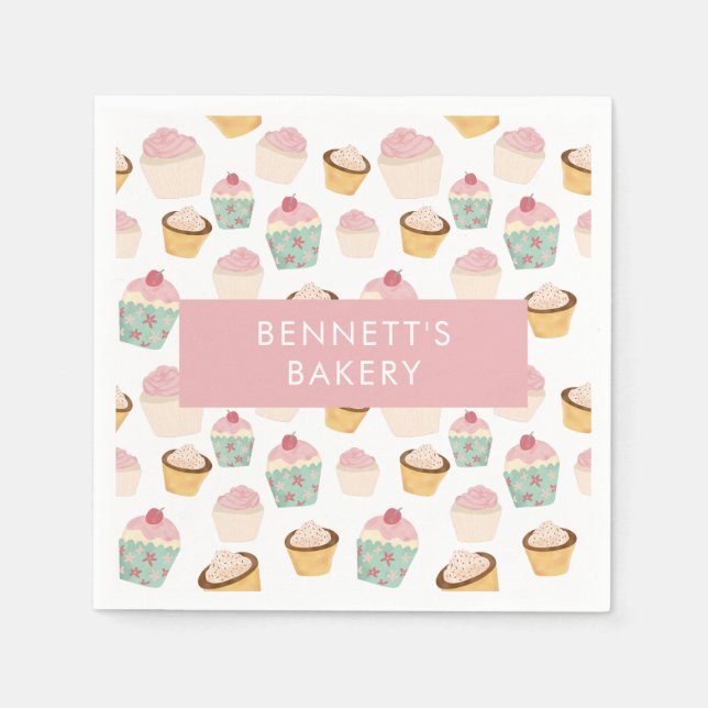 Bakery Cafe Cupcake Business Takeaway Napkins (Front)