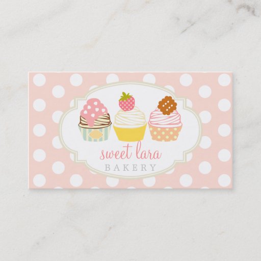 Customizable Bakery Cafe Retro Sweet Cupcakes Cute Boutique Business Cards