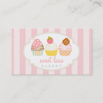 Bakery Cafe Retro Sweet Cupcakes Cute Boutique Business Card by Jujulili at Zazzle