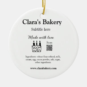 Bakery cake add ingredients made with love q r ceramic ornament
