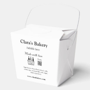 Bakery cake add ingredients made with love q r  favor boxes