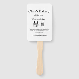 Bakery cake add ingredients made with love q r hand fan