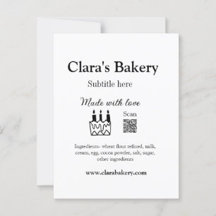 Bakery cake add ingredients made with love q r postcard