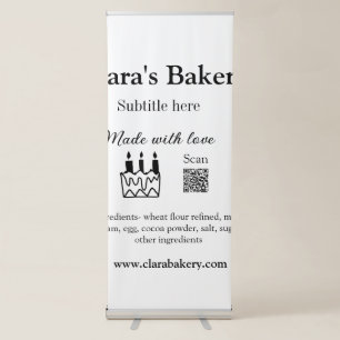 Bakery cake add ingredients made with love q r  retractable banner