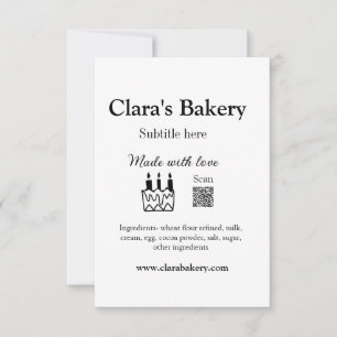 Bakery cake add ingredients made with love q r thank you card