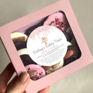 Bakery Cake Blush Pink Glitter Drips Dessert Legal Classic Round Sticker