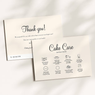 Bakery Cake Care Instruction Card