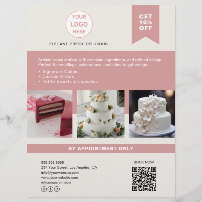 Bakery Cake Custom Logo Business Flyer (Front)