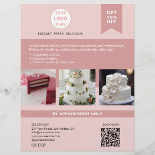 Bakery Cake Custom Logo Pink Business Flyer