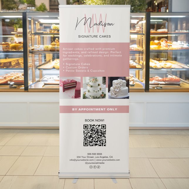 Bakery Cake Custom Monogram Retractable Banner (Bakery Cake Custom Monogram Retractable Banner)