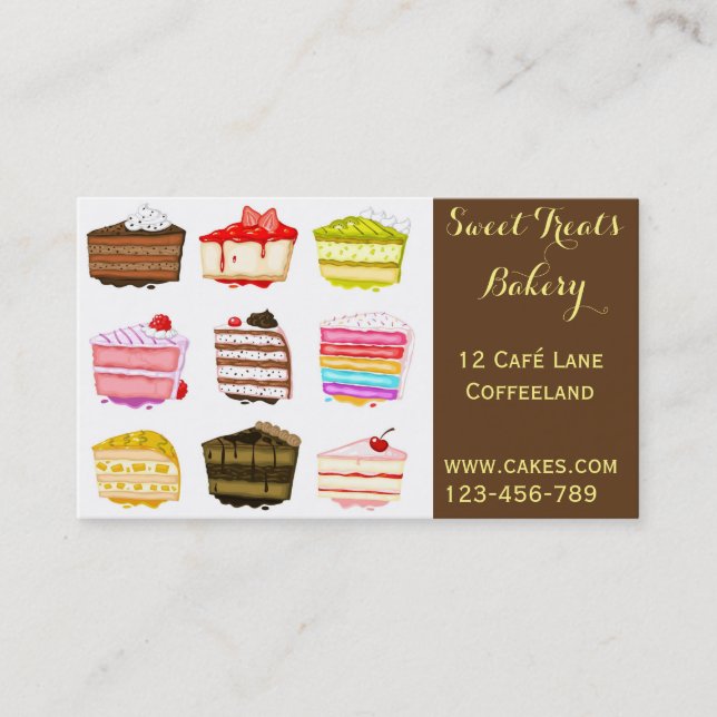 Bakery cake cute cake slices business card (Front)