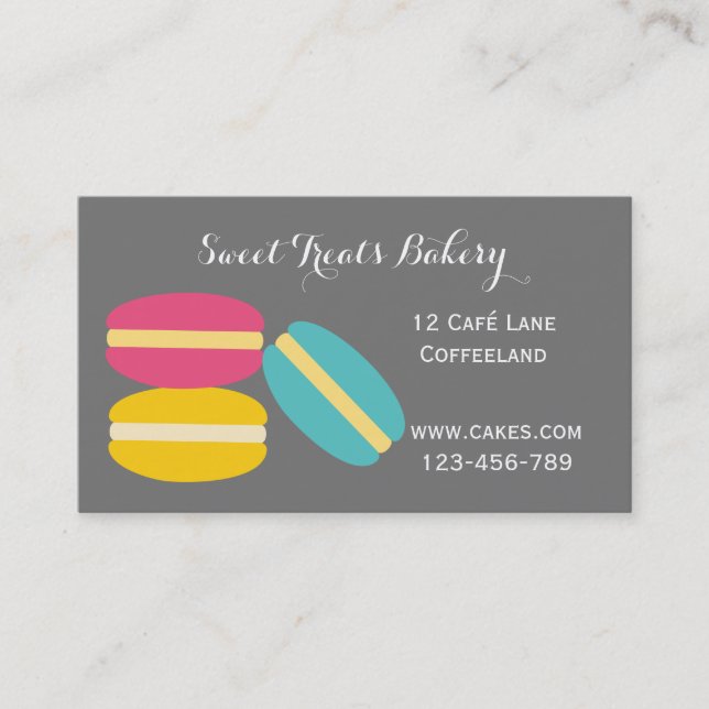 Bakery cake cute macaron French style Business Card (Front)