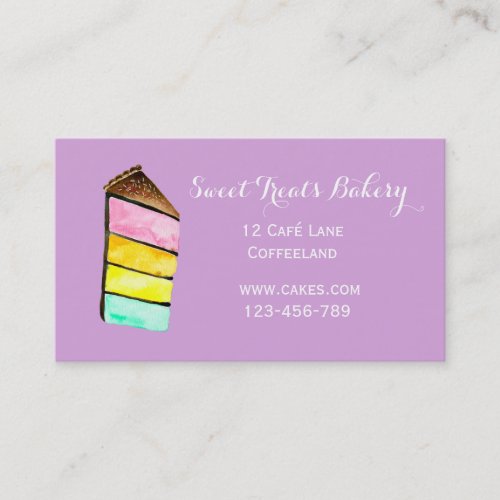 Bakery cake cute rainbow cake style business card