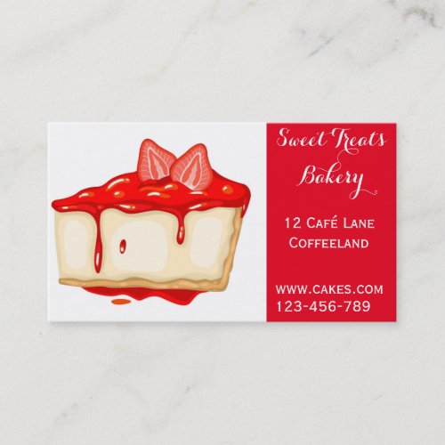 Bakery cake cute strawberry cheesecake business card