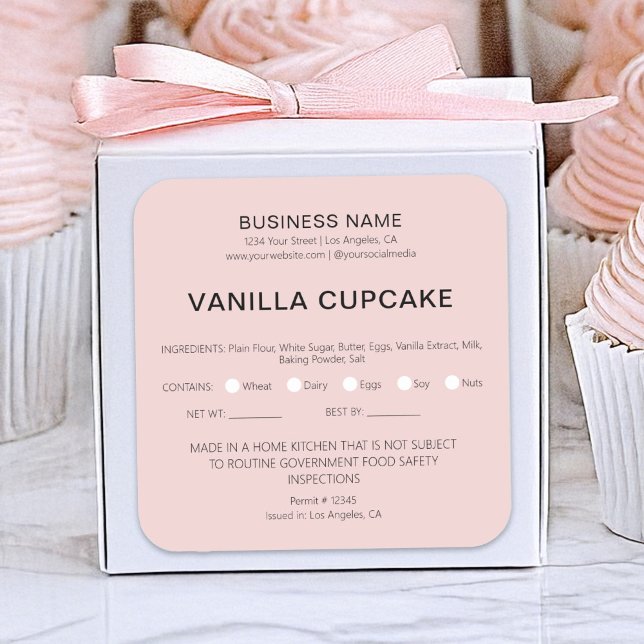 Bakery Cake Home Legal Food License Square Sticker (Bakery Cake Home Legal Food License Square Sticker by MINTIC DESIGN STUDIO)