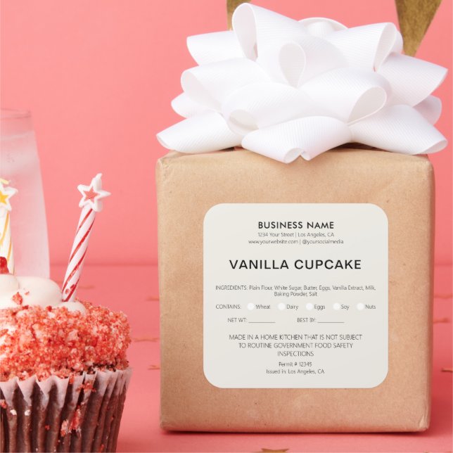 Bakery Cake Home Legal Food License Square Sticker (Party)