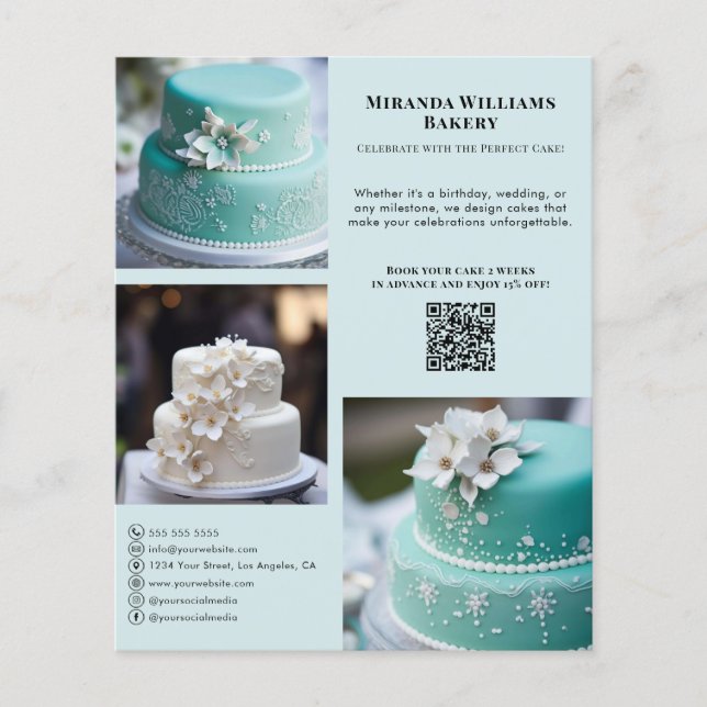 Bakery Cake Photo Social Media QR Flyer (Front)