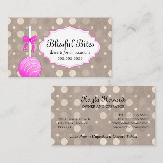 Bakery Cake Pops Business Card (Front/Back)