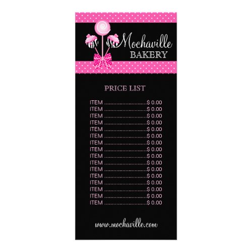 Bakery Cake Pops Retro Price List Rack Card