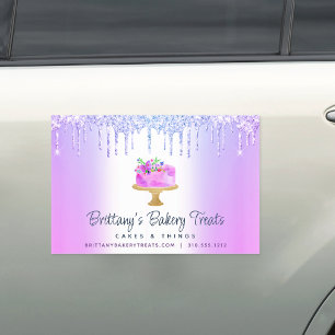 Bakery Cake Purple Ombre Glitter Drips Pastry Chef Car Magnet