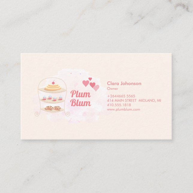 Bakery Cake & Sweets Customize Business Card (Front)