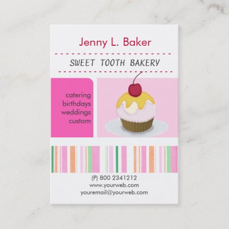 Bakery Cakes Cupcake Delightful Personalized Business Card
