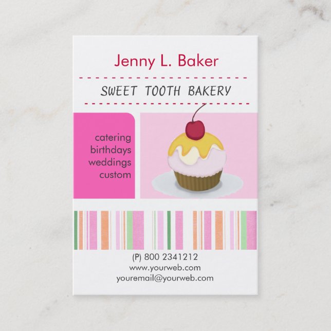Bakery Cakes Cupcake Delightful Personalized Business Card (Front)