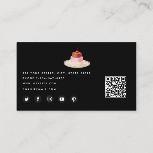 Bakery Cakes Sweets Baking QR Code Social Media Business Card Zazzle