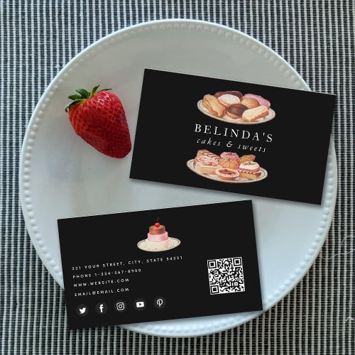 Bakery Cakes Sweets Baking QR Code Social Media Business Card