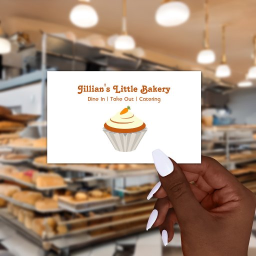 Customizable Bakery Carrot Cupcake Business Card