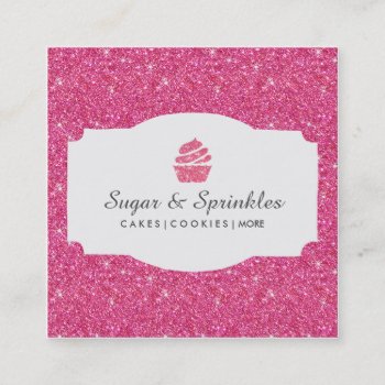 Bakery & Catering Glitter Business Cards (pink) by rheasdesigns at Zazzle