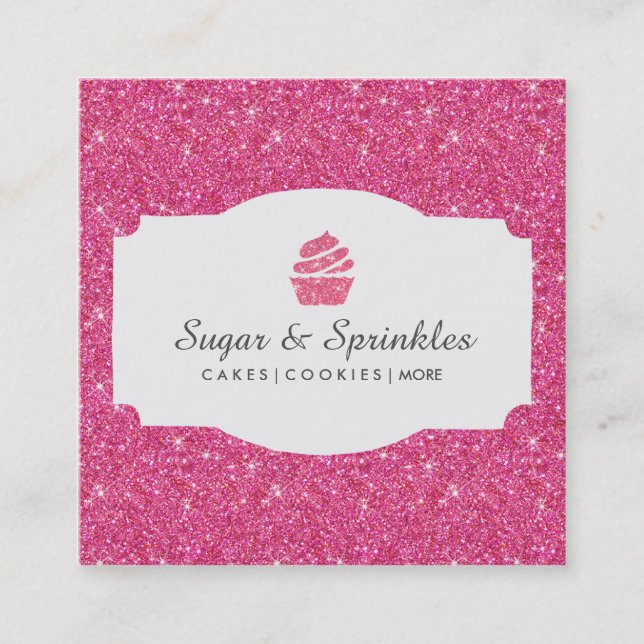 Bakery & Catering Glitter Business Cards (Pink) (Front)