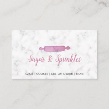 Bakery & Catering Marble Pink Business Card by rheasdesigns at Zazzle